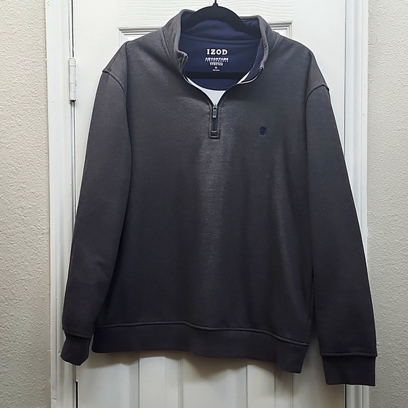 Men's Izod Dark Gray 1/4 Zip Mockneck Pullover, Size XL - Picture 3 of 7